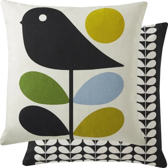 Orla Kiely Early Bird Duck Egg sierkussen - 45x45 cm Zwart