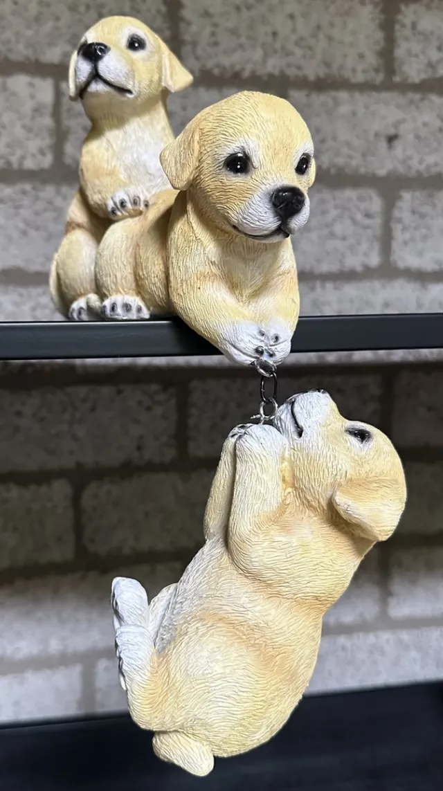 Impuls Polyresin (tuin) dieren aan elkaar "Spelende Honden" - Set van 3 stuks - Combinatie staand en hangend - meerkleurig - Hoogte 15 x 20 x 10 cm - Woonaccessoires - Tuinaccessoires - Tuindecoratie meerkleurig - honden