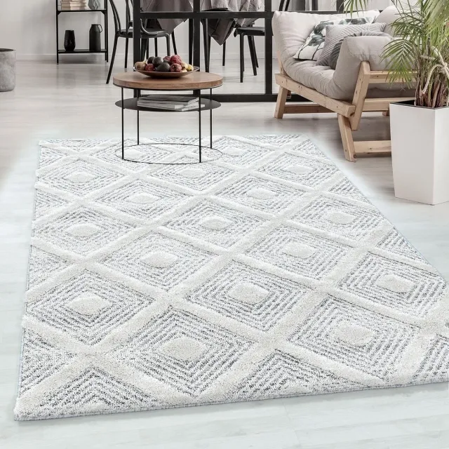 flycarpets Sofia Vloerkleed Modern - Crème / Grijs - Laagpolig Tapijt Woonkamer - 140x200 cm Creme