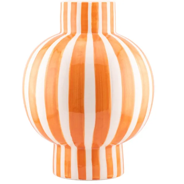 Homebound by Kolony HomeBound by KY | Vaas keramiek Orb striped oranje | bloemenvaas