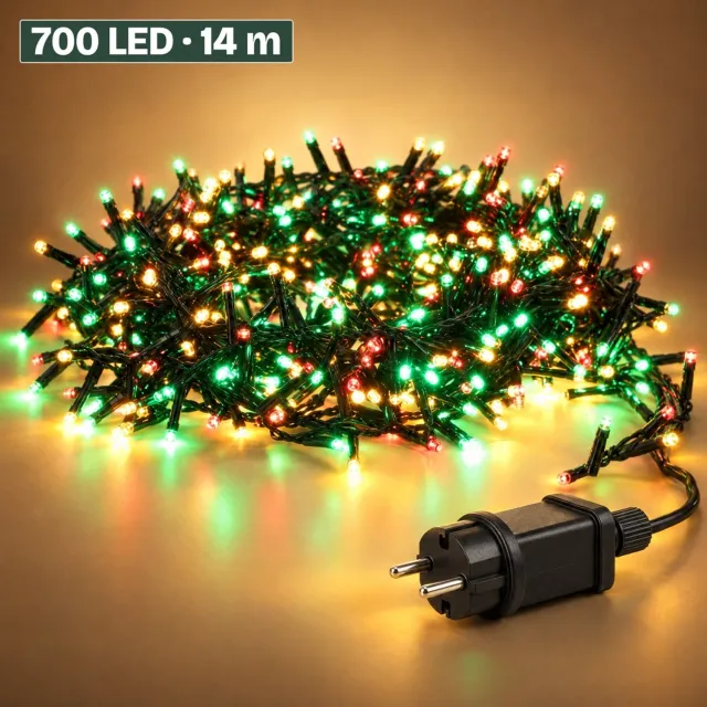 Levano Kerstverlichting Buiten 700 LED 14 m - Kerstlampjes - Kerstboomverlichting - Clusterverlichting - Kerstverlichting Binnen - Lichtsnoer Kerst - Microcluster - Kerstlampjes Gekleurd - Sfeerverlichting - Kerstboomverlichting met Timer - IP44