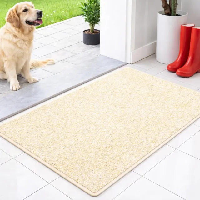 Famanu Vuilafstotende mat binnen 80 x 120 cm - Beige - Antislip, machinewasbare deurmat - Vuilafstotende mat voor honden - Voor de voordeur en gang