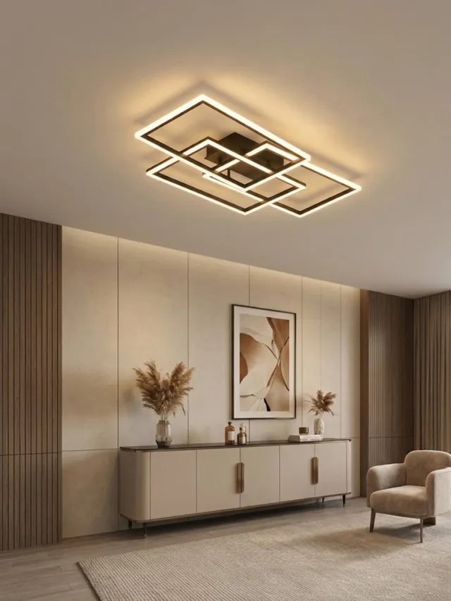 Trendvanhetmoment Moderne LED Plafondlamp – Rechthoekig Design – Dimbaar (Step-Dim) – 6300 Lumen – Warm Wit (3000K) – Zwart