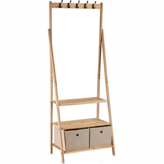 Kipit Klädhängare Beige Bruin Hout Stof (40,5 x 175 x 67 cm)
