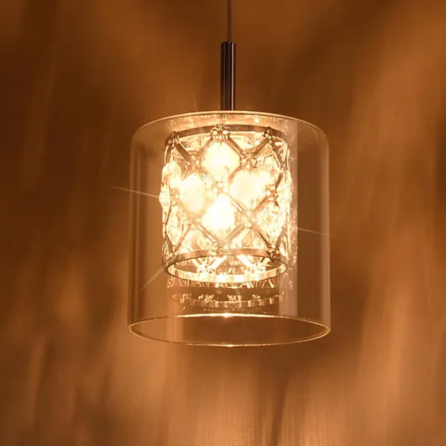 Glitzerlife Hanglampen - 1xG9 - Hoogte verstelbaar - Modern design - Kristalglas materiaal - Ø12cm - Chroomkleurig - Hanglamp Eetkamer Slaapkamer Woonkamer