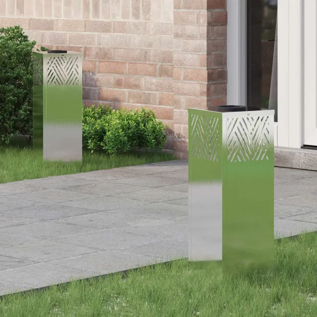 vidaXL Solar LED Pad Licht 2 st Warmwit 18 x 18 x 50 cm Zilver
