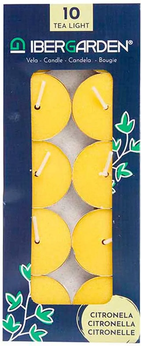 IBERGARDEN Citronella waxinelichtjes/theelichtjes - kaarsjes - 2.5 branduren - 10x stuks Geel