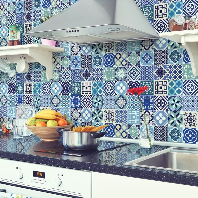 Ambiance Sticker Muurstickers - Zelfklevende tegelmuurstickers voor keuken en badkamer - 30 ASENZO tegelstickers - 30 stickers 20x20cm Multi color