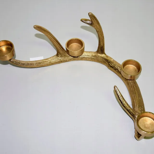 Ewax Gouden Herten Gewei Kandelaar voor 4 Theelichtjes - 41,5x21x15,5 cm