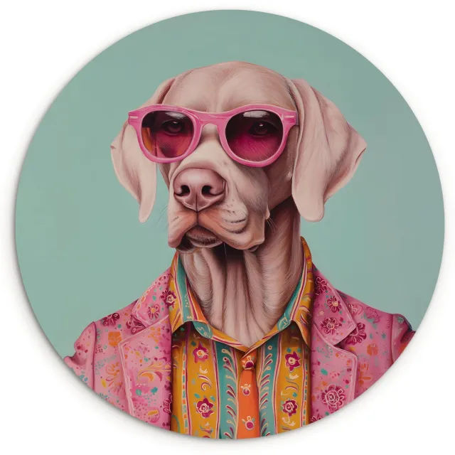WallCircle Wandcirkel 30x30 cm - Muurcirkel Hond - Overhemd - Bloemen - Bril - Muurdecoratie woonkamer - Wanddecoratie slaapkamer - Kamer decoratie accessoires - Ronde schilderijen