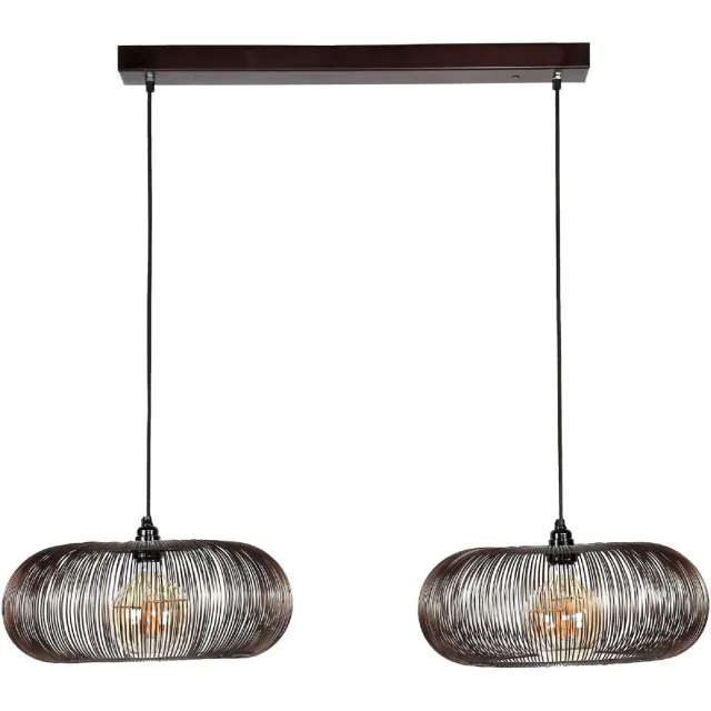 Nest of Nora Hanglamp Sona - 2-lichts met E27 fitting - Zwart nikkel Antraciet
