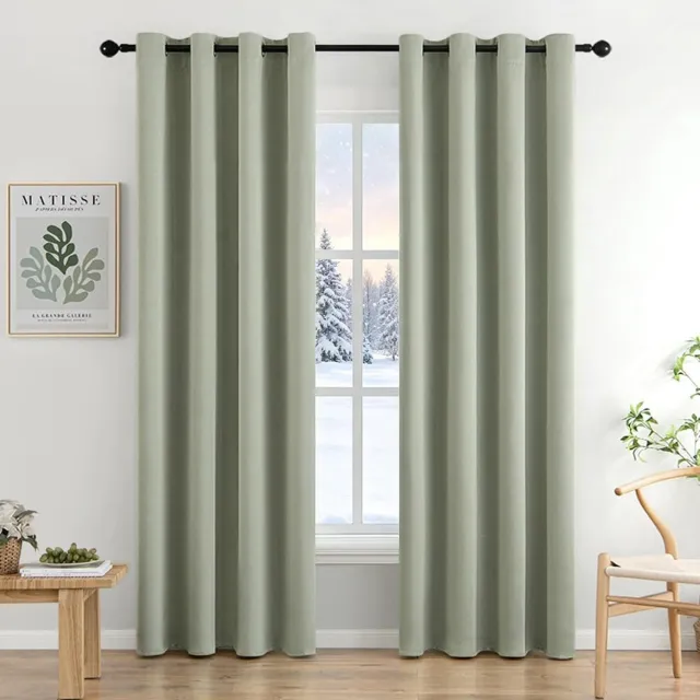 Famanu Verduisterende gordijnen set van 2 voor optimale koudebescherming, thermisch isolerend materiaal, ondoorzichtig, afmeting 245x140 cm (H x B), ideaal voor slaapkamer en woonkamer, kleur grijs