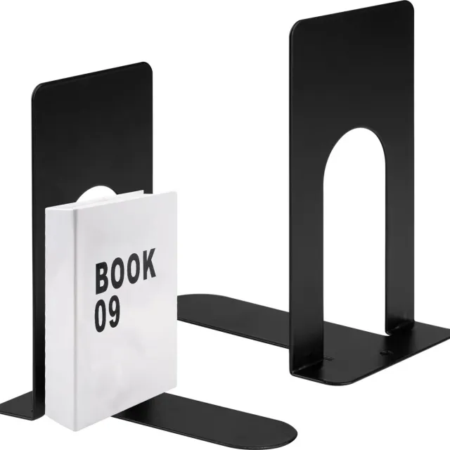 Ibenzoa Stevige Metalen Boekensteunen Set van 2 voor Boeken, Tijdschriften en Meer, Geschikt voor Thuis en Kantoor Zwart