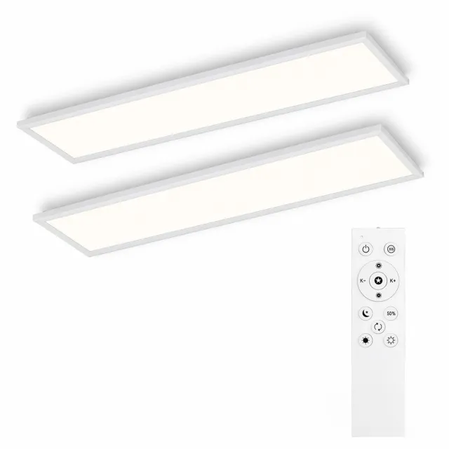 LOVHAUS 2x LED Plafondlamp 100x25 cm – 30W – Dimbaar – Rechthoekige Plafondlamp voor Keuken en Kantoor Wit