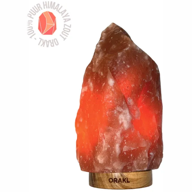 Orakl Dimbare Himalaya Zoutlamp Core - 4-6 KG en ca. 25 cm - Nachtlamp - Tafellamp - Cadeauverpakking Rood