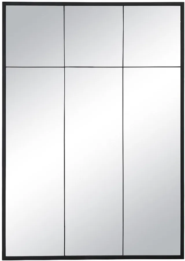 Vente-unique Industriële vensterspiegel in ijzer - H 150 x B 105 cm - Zwart - BELLAGIO