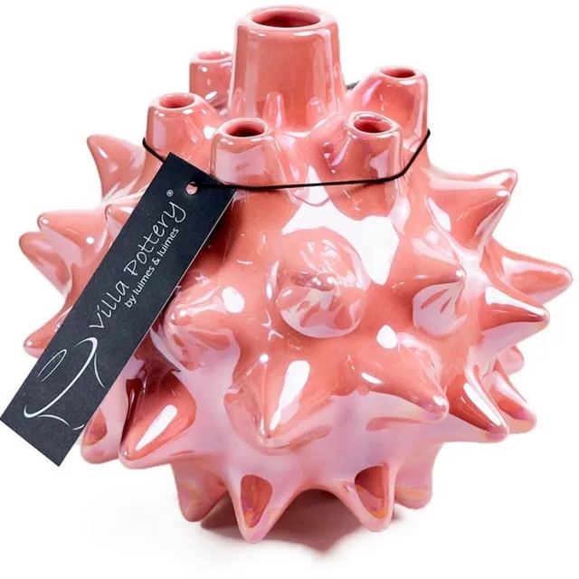 Villa Pottery Malibu tulpenvaas Roze Parelmoer 16 x 15 x 14 geel