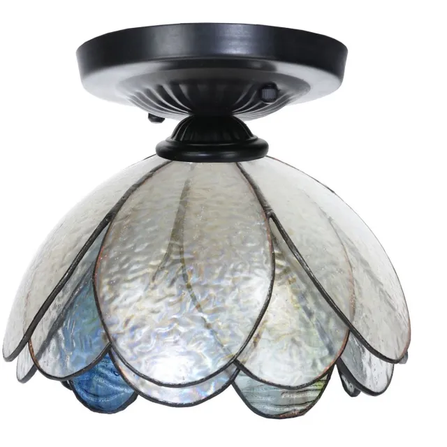 Coloured by Art Tiffany plafonnière zwart met Sparkling Pioenroos - Art Deco Trade Transparant