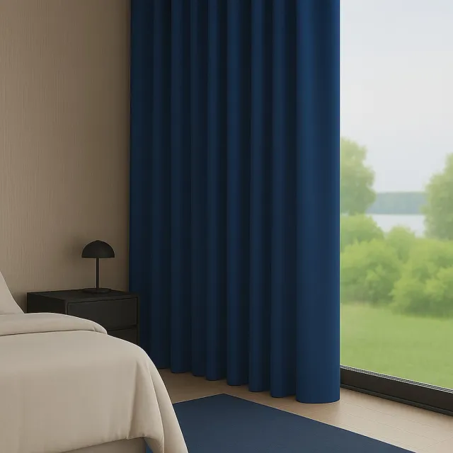 maroyathome ELSA - Gordijn - Verduisterend - met plooiband - kant-en-klaar - 288x180 cm - 288 cm breedte en 180 cm lengte - Donker Blauw - 1 stuk