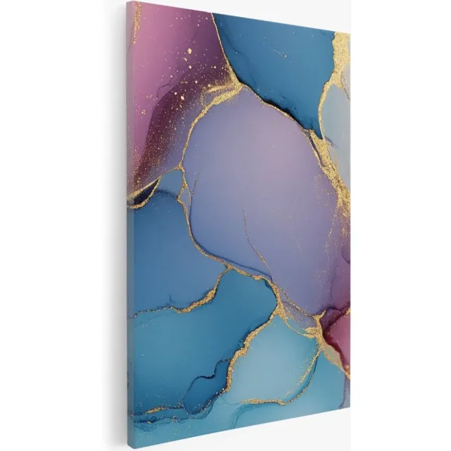 Saammp Canvas Schilderij - Kleurrijk marmer - Dynamisch - Abstract kunstwerk - 100x150 - Foto op canvas - Wanddecoratie - Muurdecoratie Woonkamer - Slaapkamer decoratie - Canvas Print Multicolor
