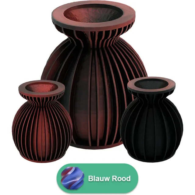 Lovora Elin moderne vaas – Decoratieve vaas - Blauw / Rood - 3d geprinte vaas – geschikt voor droogbloemen - 25CM