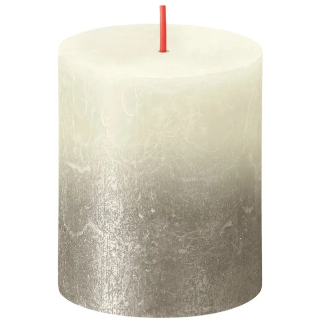 Bolsius Rustiek stompkaars - Fading metallic - 80/68 - 1 Stuk - Soft Pearl + Champagne wit