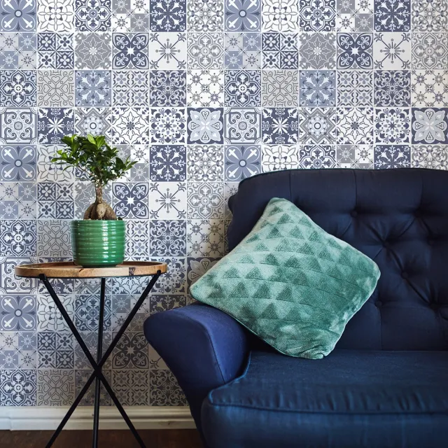 Ambiance Sticker Zelfklevende tegelmuurstickers voor keuken en badkamer - 24 Azulejos Michalenia tegelstickers - 24 stickers 15x15cm Multi color
