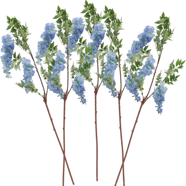 CHAKS Blauweregen/wisteria - 5x - kunstbloemen - blauw - 110 cm - kunstplanten/kunsttakken