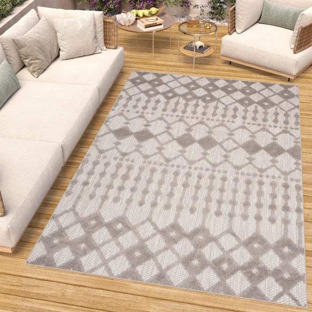 Tapiso Patio Indoor Tapijt Buitenkleed Outdoor Tuintapijt Vloerkleed Buiten Maat- 80x150 Creme Bruin 3
