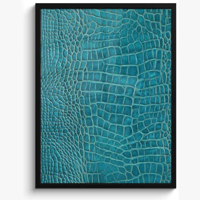 FrameYourWall Poster in lijst - Fotolijst 50x70 cm - Posters - Krokodillenleertextuur - Blauw - Exotisch - Posterlijst zwart - Decoratie - Wanddecoratie woonkamer - Muurdecoratie slaapkamer Multicolor