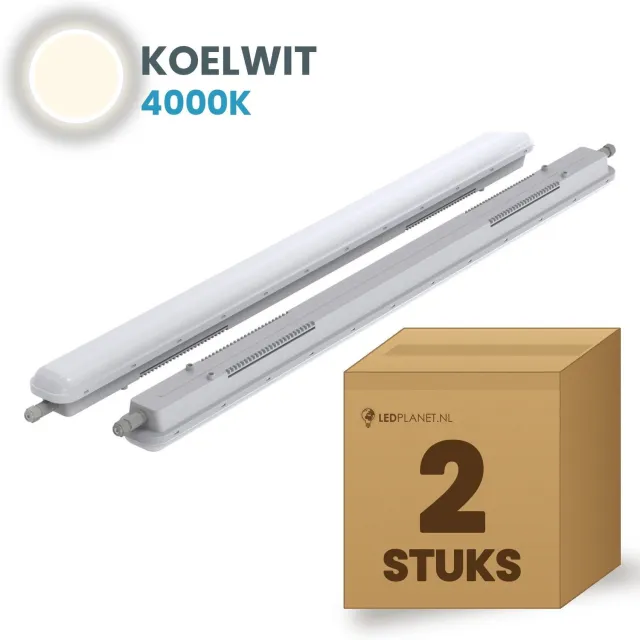 Tsong TL armatuur Tri Proof 1500mm 2 stuks - 50W 7750lm - Koelwit 4000K - Niet koppelbaar - IP65 - 230V