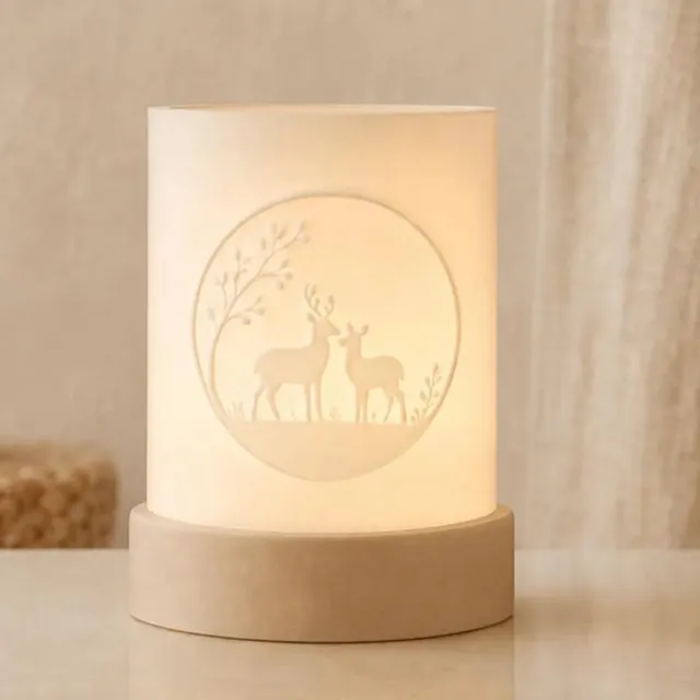 Jay´s 3d shop Windlicht met herten in een cirkel Beige
