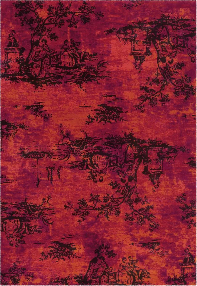 Padiro design laagpolig vloerkleed 170 x 240 cm - bordeaux - modern abstract ontwerp - voor vloerverwarming - van modacryl en katoen rood