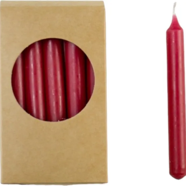 Rustik Lys Kleine, dunne Potloodkaarsjes (set van 20, 1.2 x 10cm) - Antiek Rood