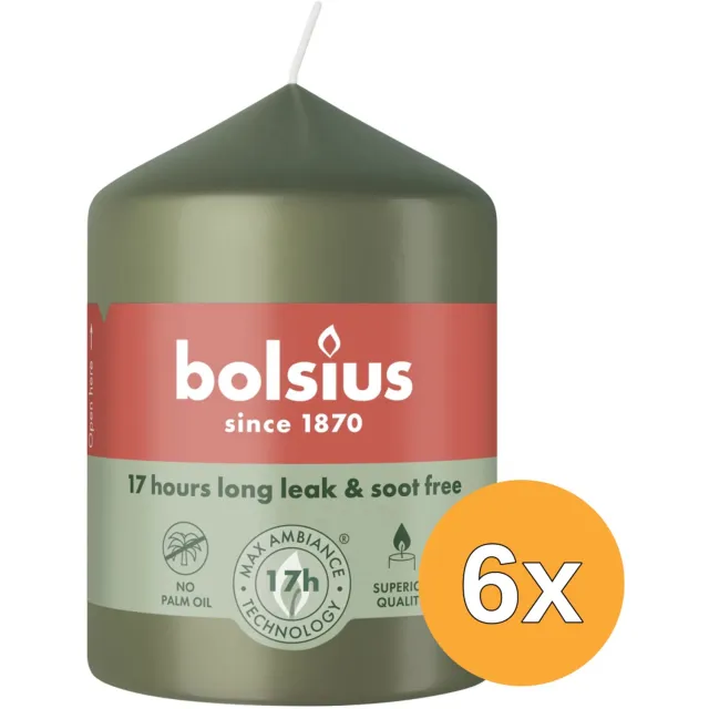 Bolsius 6x Bolsius Stompkaars 80/58 Fresh Olive (1 stuk)