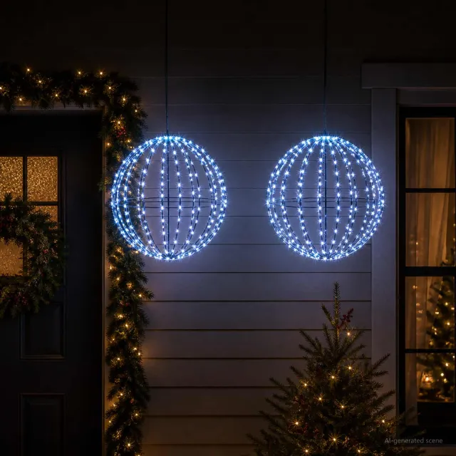 vidaXL Kerst Finial Licht 2 st 192 LED's Blauw Dia. 30 x 32 cm