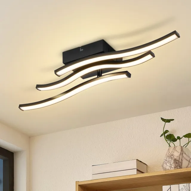 NETTLIFE LED Plafondlamp - Modern - Zwart - 18W - 3000K Warmwit - Golvend Design - Voor Woonkamer Slaapkamer Keuken Gang
