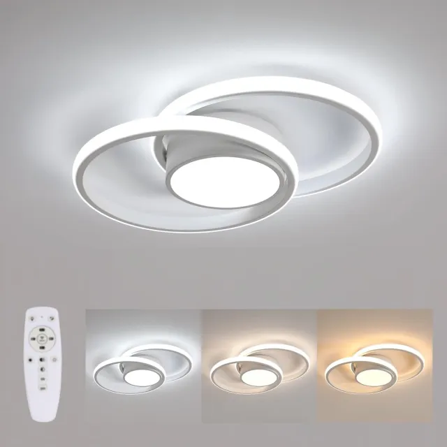 Haobosic Dimbare witte dubbele cirkel LED-plafondlamp - Afstandsbediening - Verstelbaar 3000-6500K - Variabele sfeer