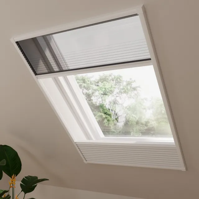 DTCH Dakraam hor plissegordijn Multi - Verduisterend - White - 100 x 160 Wit