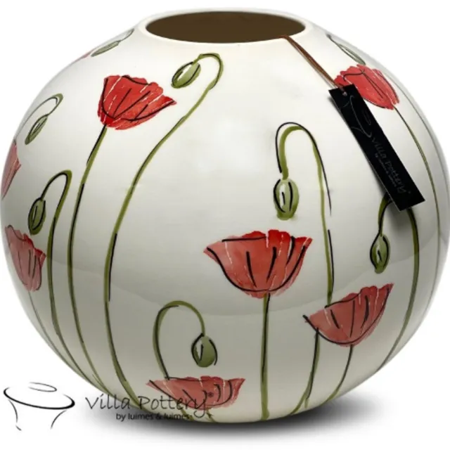 Villa Pottery Vaas - Villa Pottery - Woondecoratie - Keramiek - Decoratie - Klaprozen - Poppy 6_2 Red Rood