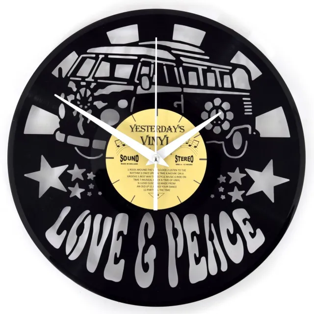 Yesterdays Vinyl Klok: Love & Peace zwart