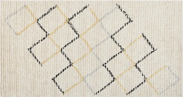 Beliani TEZPUR - Laagpolig vloerkleed - Lichtbeige - 80 x 150 cm - Katoen