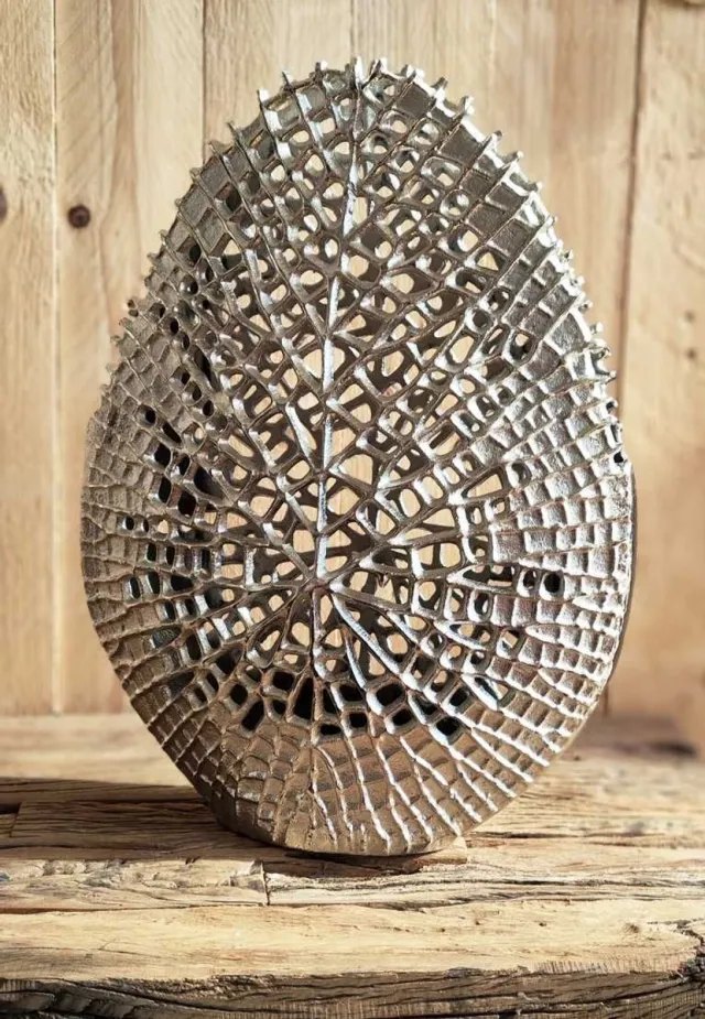 Michael Noll Vaas - Vaas met patroon - Zilver - Aluminium - Maat M 34,5 cm - Decoratie