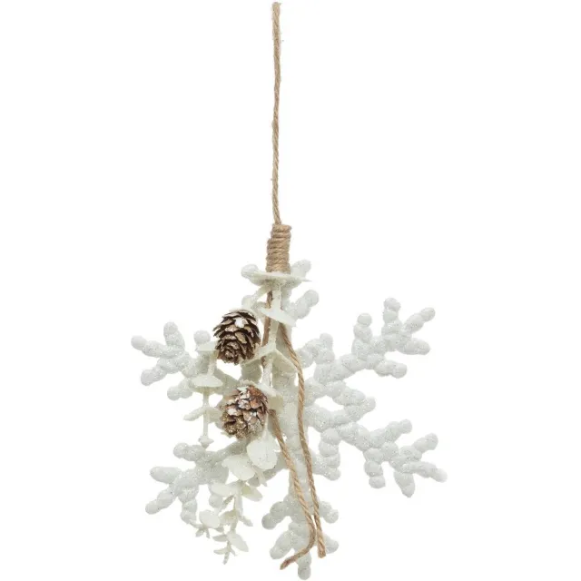 Feeric lights & Christmas Kerst-sneeuwvlok van wit plastic in de vorm van een dennenappel, 15 cm Transparent
