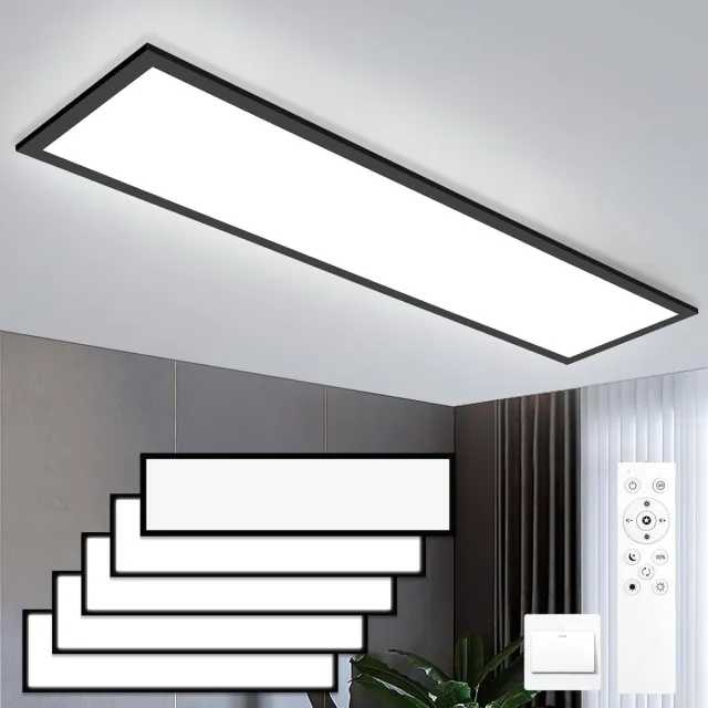 Oraymin 5-Pack LED Plafondlamp Paneel 120x30 Zwart - Dimbaar - Remote - 3000-6500K - Energiezuinig