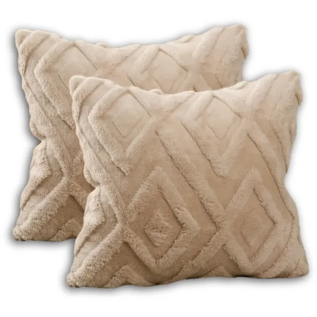 Trovano Sierkussen set van 2 60x60 cm Beige | Inclusief binnenkussens | Vierkante, Zachte & Luxe Sierkussens voor Bank & Woonkamer