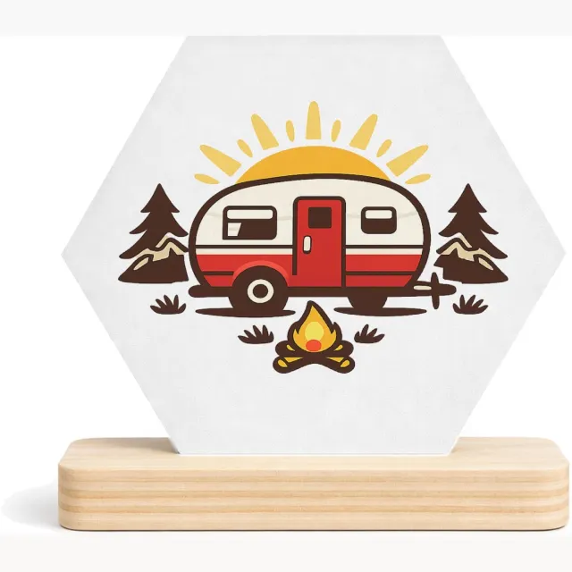 Mr Cadeautjes MDF fotolijst/inleg hexagon 14 x 13 - design Een compacte outdoor-humor print met een andere vrijetijdssc | cadeau Wit