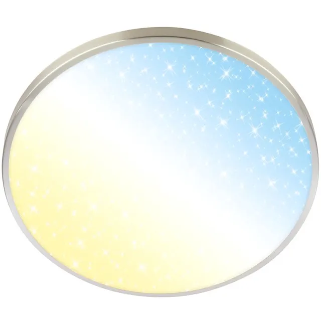 B.K.Licht BRILONER Competo - LED Plafondlamp - CCT kleur temperatuurregeling - met afstandsbediening - sterrenhemel effect - dimbaar - Ø38 cm - nikkel Nikkel mat