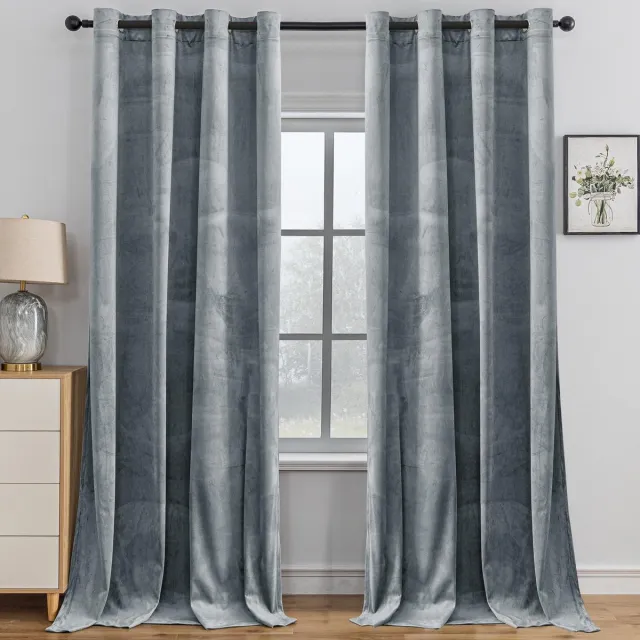 Unyqoos Verduisterende Fluwelen Gordijnen Set met Geluidsisolatie en Thermofunctie Blauw