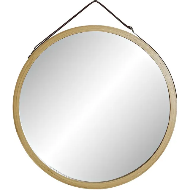 Item International ITEM Spiegel / wandspiegel - bamboe buitenkant - rond - D38 cm - badkamer / hal Lichtbruin